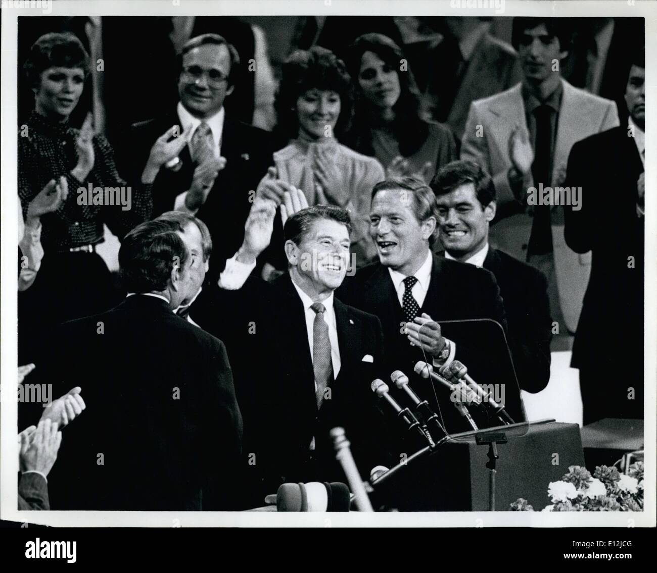 24. Februar 2012 - Juli 1981, Detroit, Michigan Ã ¢ Â'¬â €œ Kandidat Ronald Reagan akzeptiert die Nominierung der Republikaner zu Stockfoto