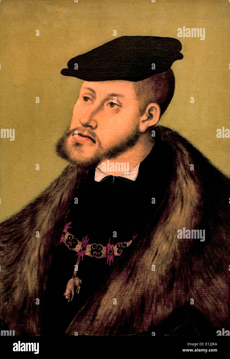 Porträt Kaiser Karl V. 1533 Lucas Cranach d. Ä. ( Kronach 1472 Weimar 1553 ) Deutschland Stockfoto