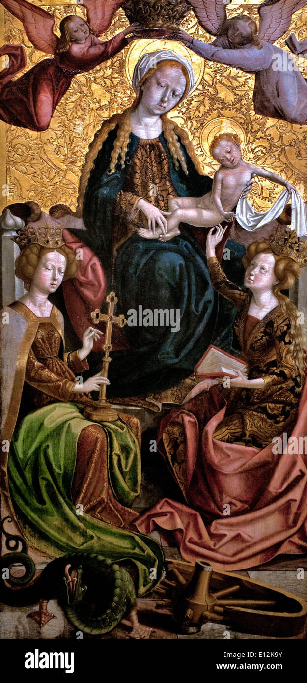 Madonna mit Margarethe und Saint Catherine1500 Michael Pacher Deutsch Deutschland Stockfoto