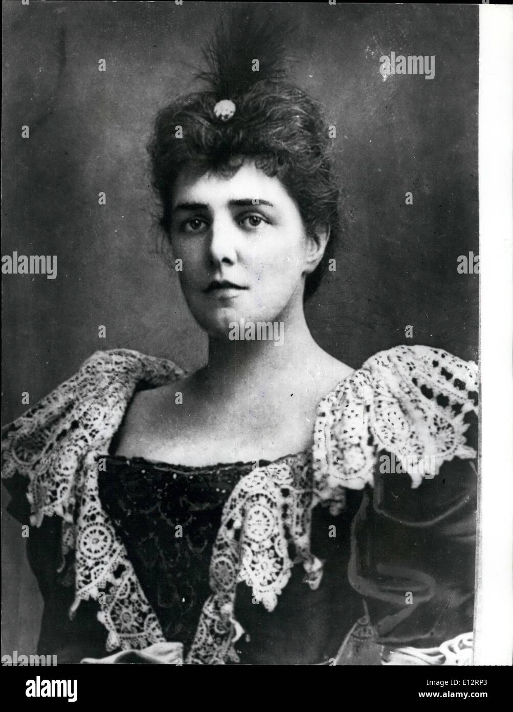 24. Februar 2012 - zeigt Foto Lady Randolph Churchill, Tochter von Leonard Jerome von New York - Frau von Lord Randolph Churchill und Mutter von Sir Winston Churchill, geboren im Jahre 1874, Porträt genommen im Jahr 1872. Stockfoto