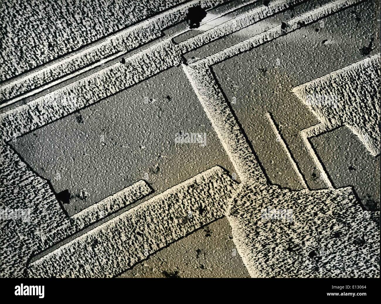 26. Februar 2012 - Kupfer-Legierung manified 20.000 Mal von Mikroskop aussehen. Stockfoto