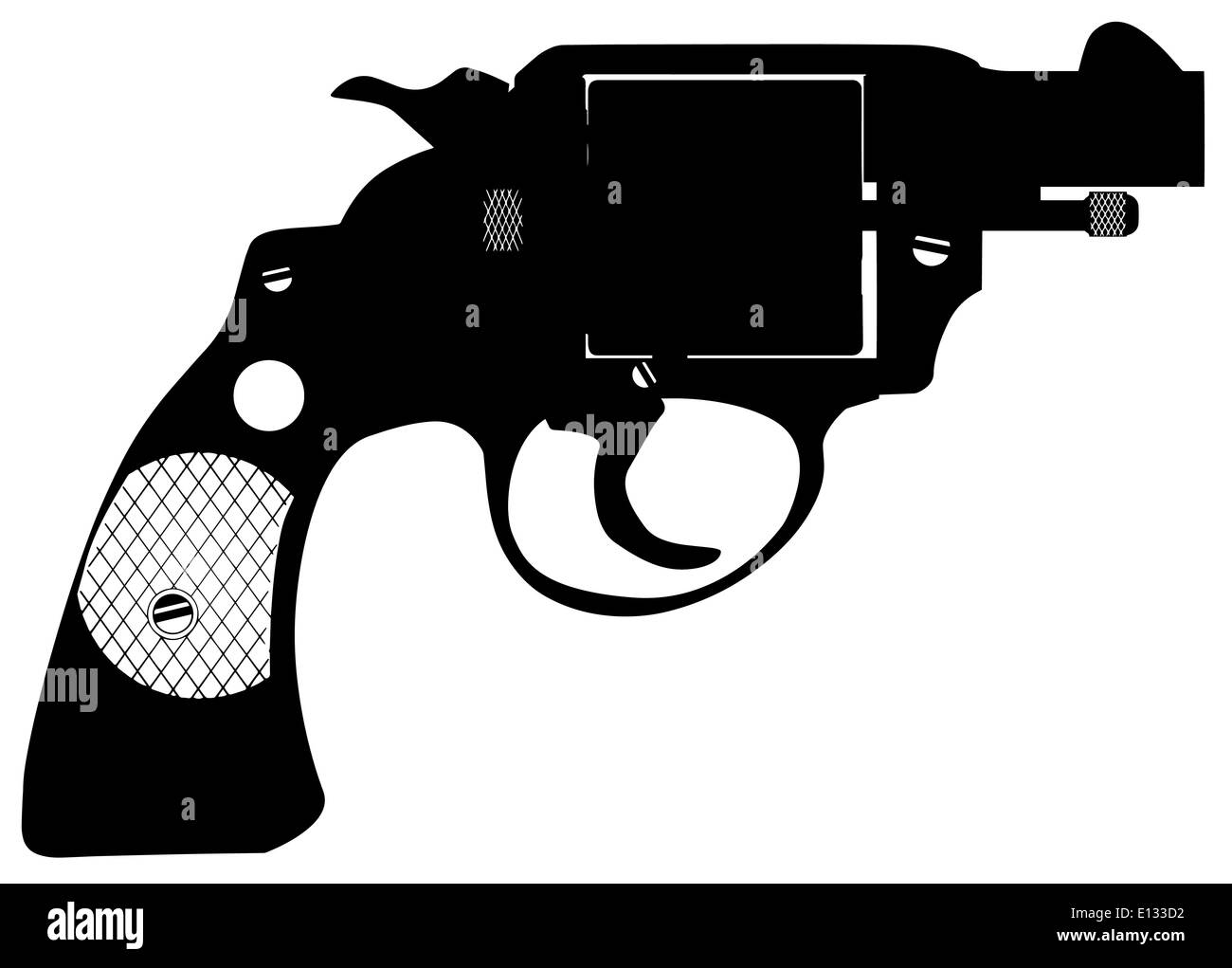 Polizei Detektive Revolver auf schwarzem Hintergrund isoliert Stockfoto