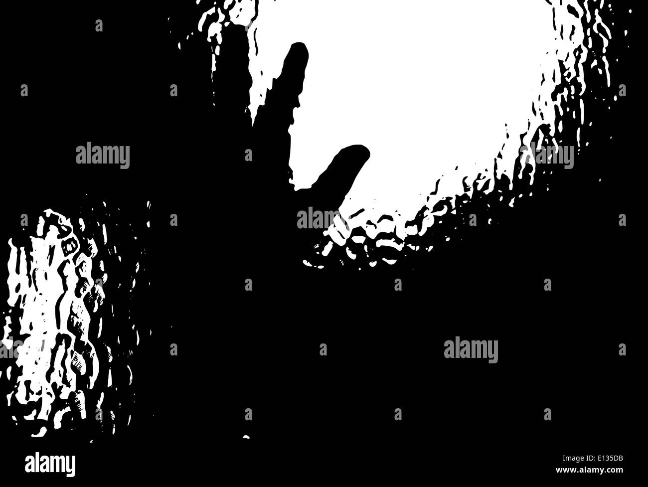 Silhouette einer Hand gegen eine Dusche Glas gedrückt Stockfotografie -  Alamy