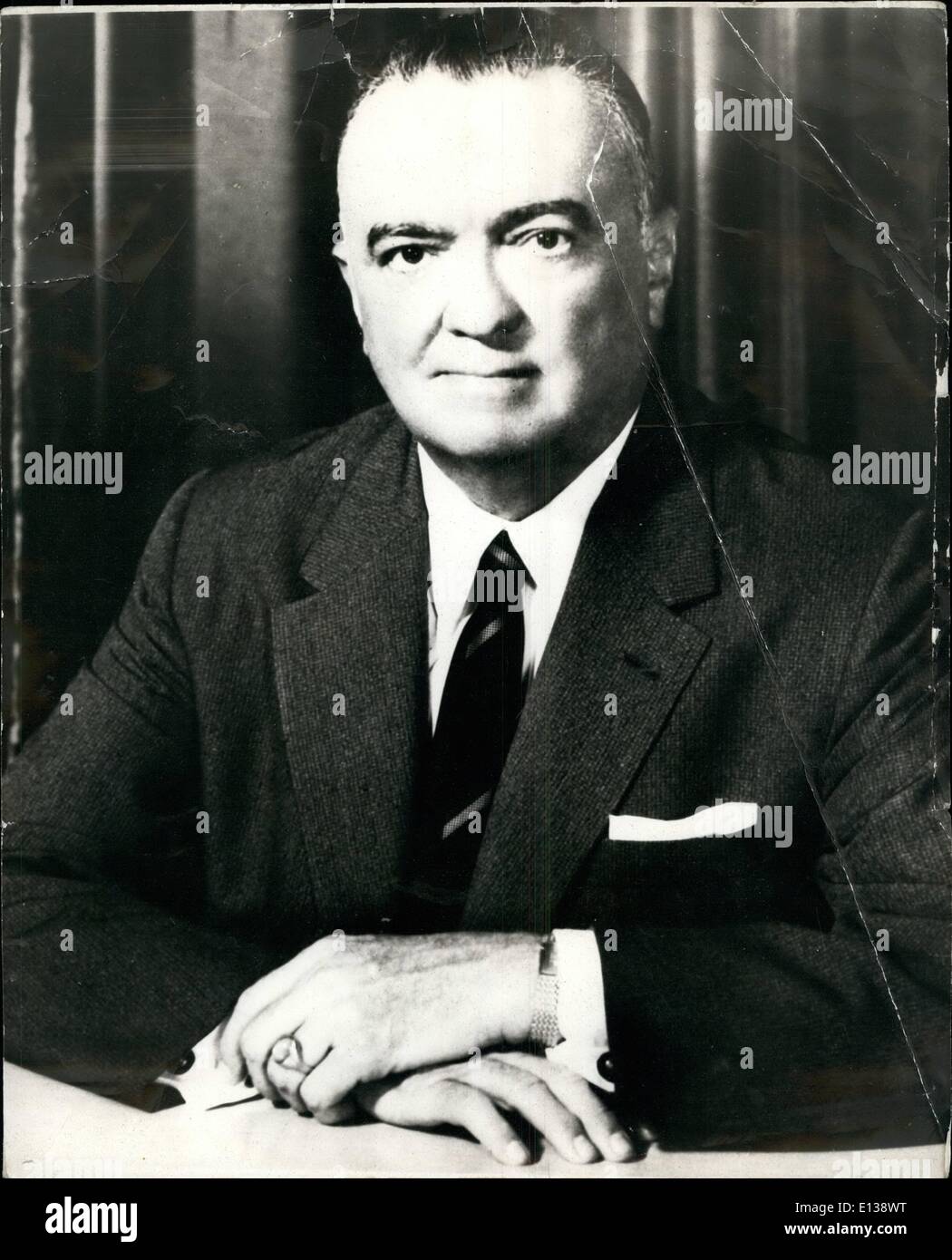 29. Februar 2012 - Mr. John Edgar Hoover, der Direktor des Federal Bureau of Investigation, United States Department of Justice. Stockfoto