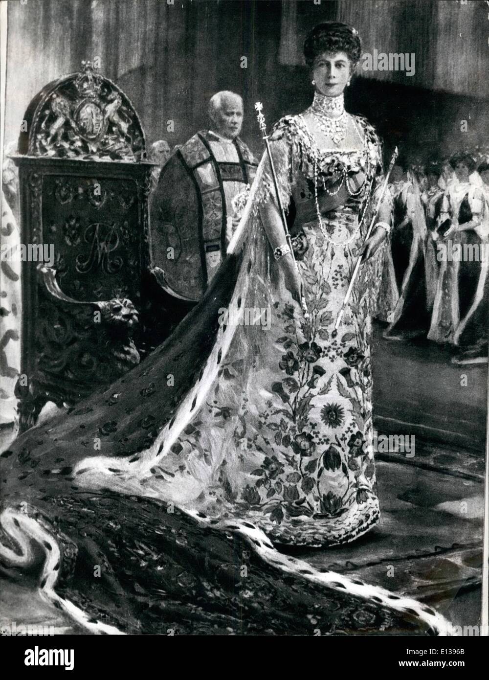 29. Februar 2012 - Wir freuen uns auf die Krönung von Queen Mary: wie wenn sie gekrönt wurde zeigt die Künstlerin Queen Mary Queen West Minister Abtei im Jahr 1911. Die kommende Zeremonie wird die Pracht einer Königin fehlen. Stockfoto