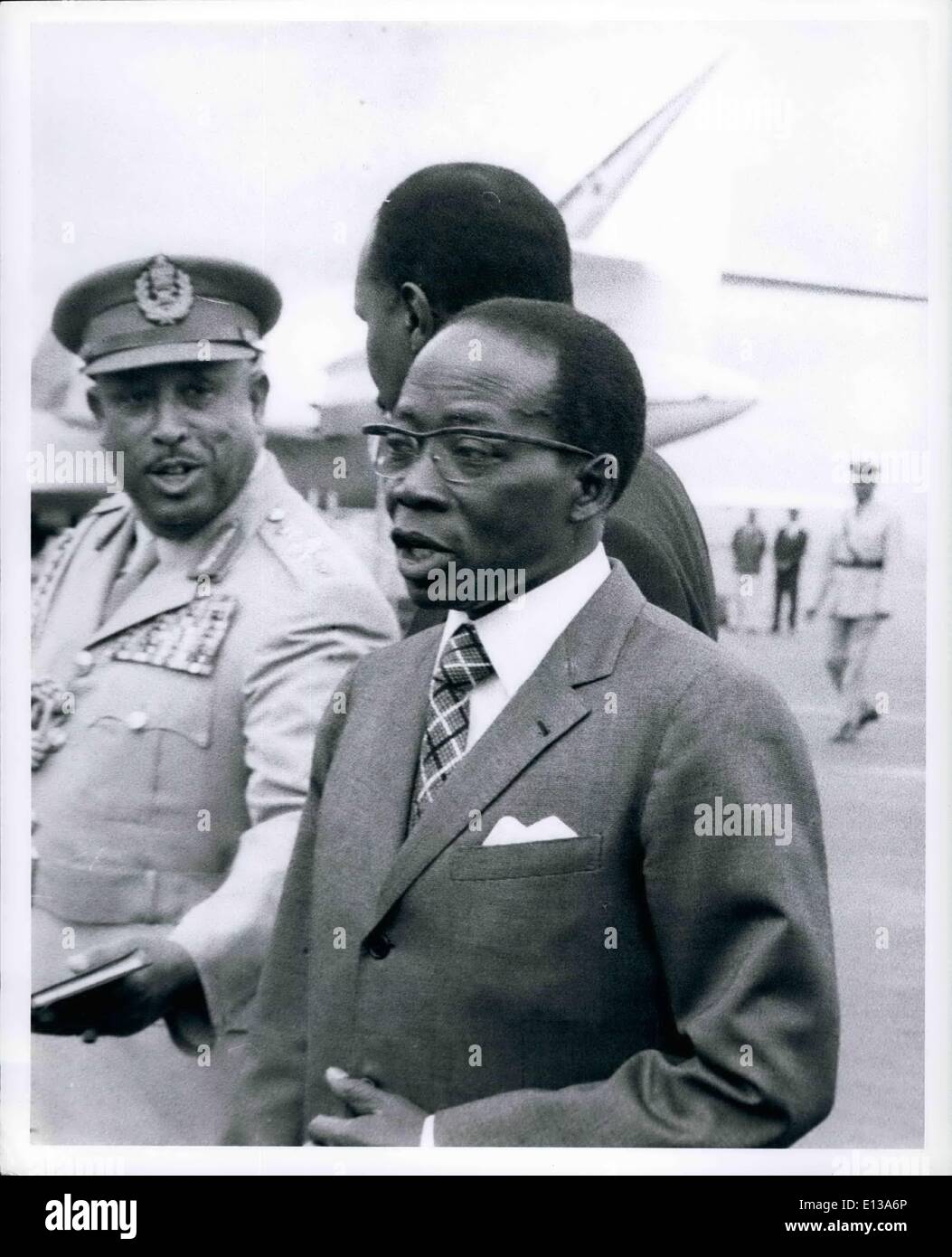 29. Februar 2012 - 10. OAV treffen Addis Abeba, 23. Mai 1973 Ankunft der Severpol Präsident Léopold Senghor. C Stockfoto