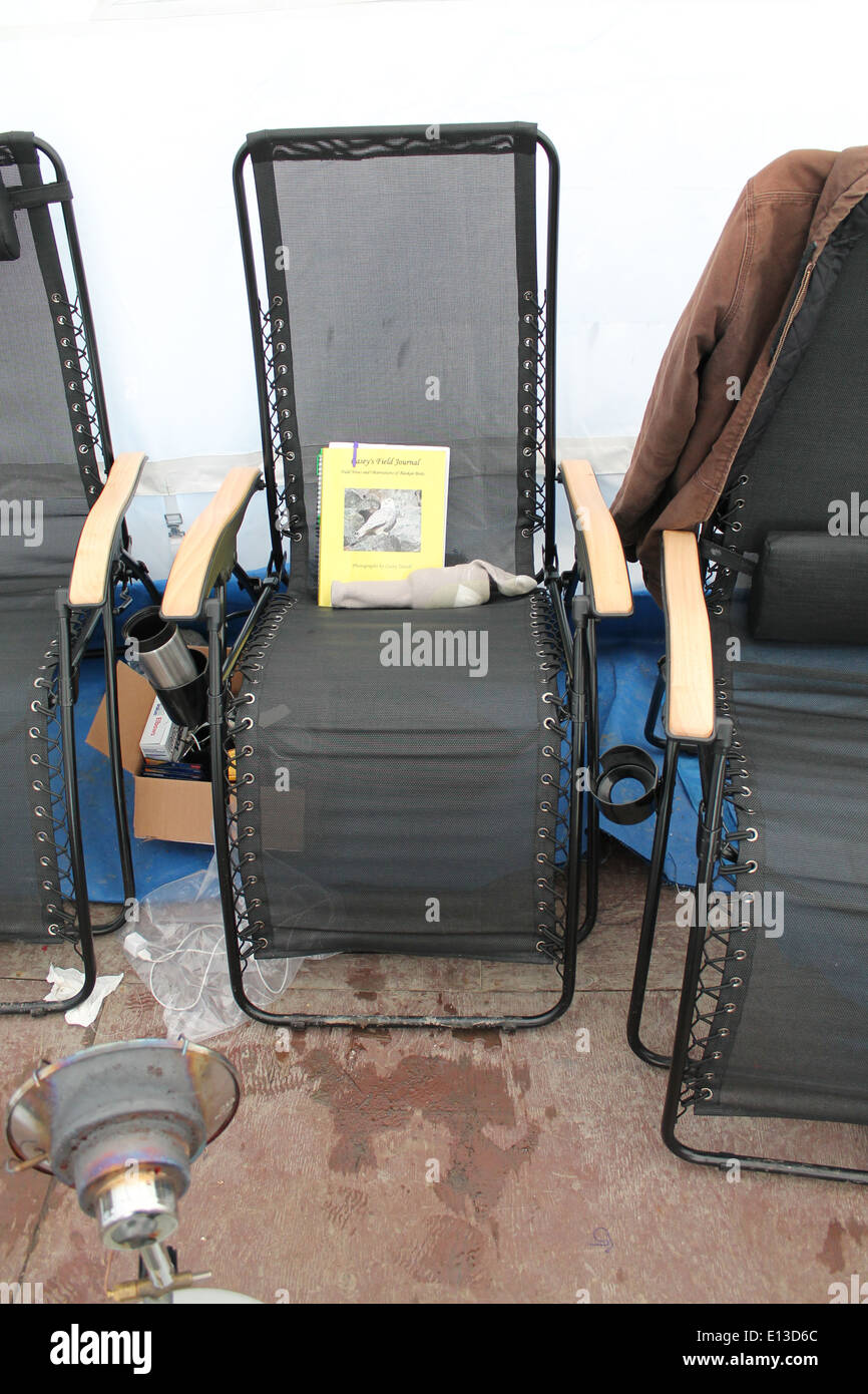 Ein Blick auf eine ruhige und komfortable Outdoor-Umgebung in Alaska, in der die wunderschöne Wildnis zu sehen ist. Dieser Ort bietet die Gelegenheit, die einzigartige Umgebung und die saisonalen Veränderungen im Yukon Delta National Wildlife Refuge zu erkunden, einem Gebiet, das reich an Wildtieren und natürlicher Schönheit ist. Stockfoto