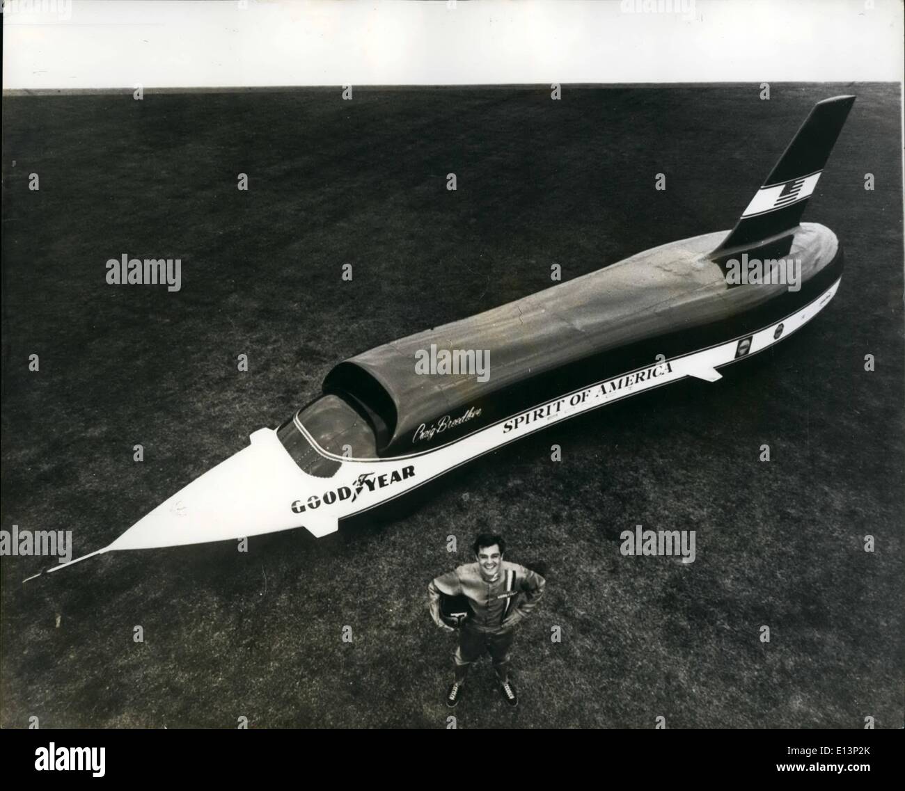 22. März 2012 - Jet powered Auto verlässt den Boden 600 mph: weltweit schnellste Auto '' Geist des Amerika-Sonic ich '', pilotiert von Stockfoto