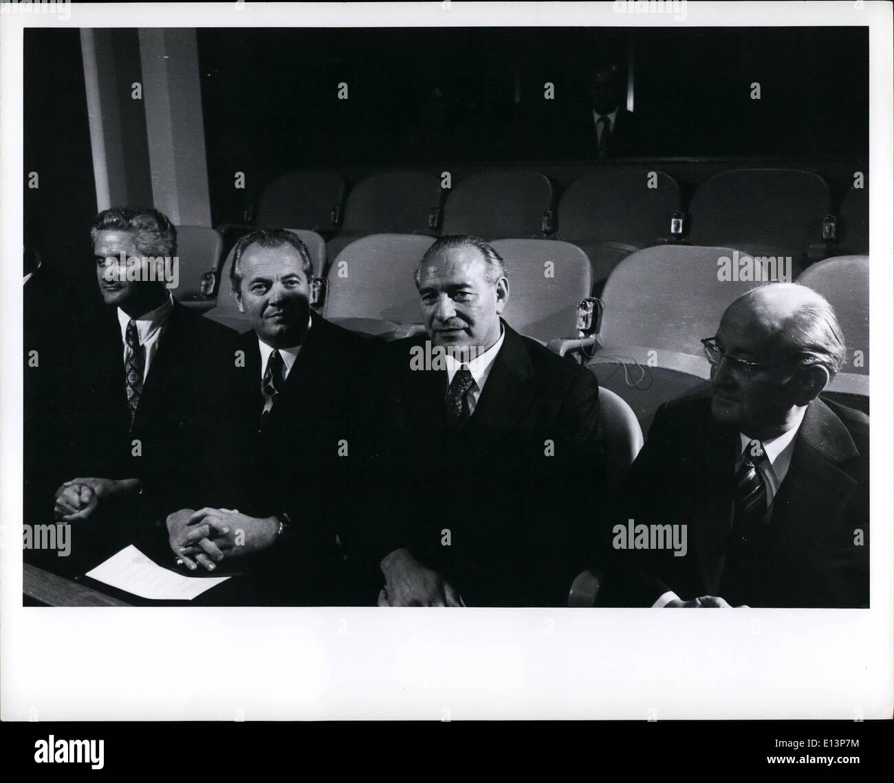 22. März 2012 - Osten deutsche Delegation -UN-Generalversammlung, Eröffnung 18. September 1973 - DDR-Außenminister Otto Winzer (ganz rechts) Stockfoto