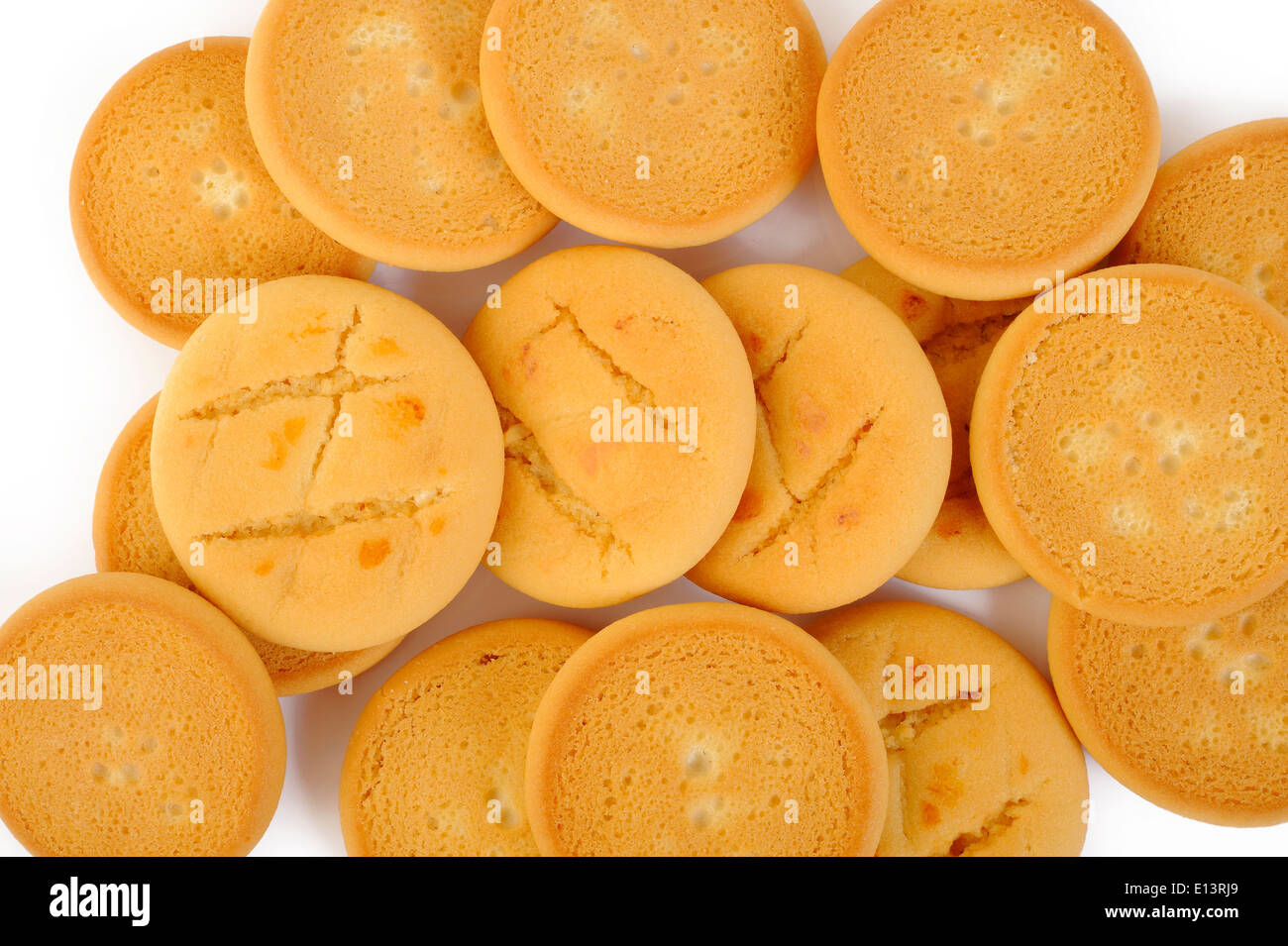 Butter Cookies auf weißem Hintergrund Stockfoto