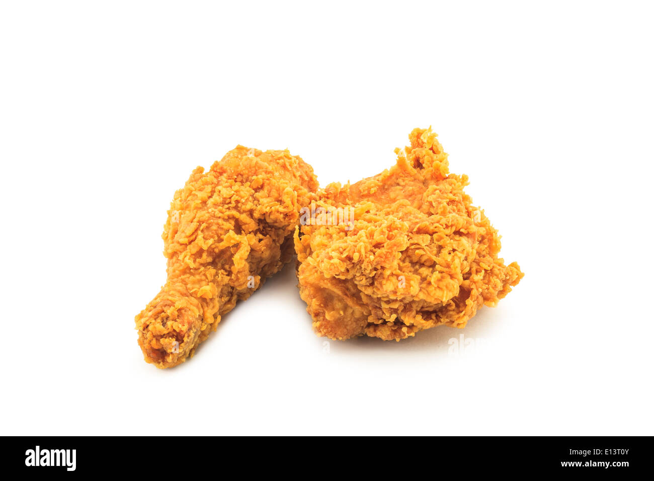 Brathähnchen auf weißem Hintergrund Stockfoto