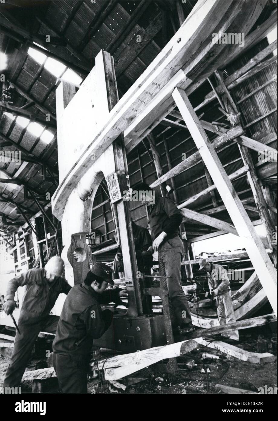 27. März 2012 - das Ruder ist auch aus Holz gefertigt und ist in diesem Bild gezeigt. Stockfoto