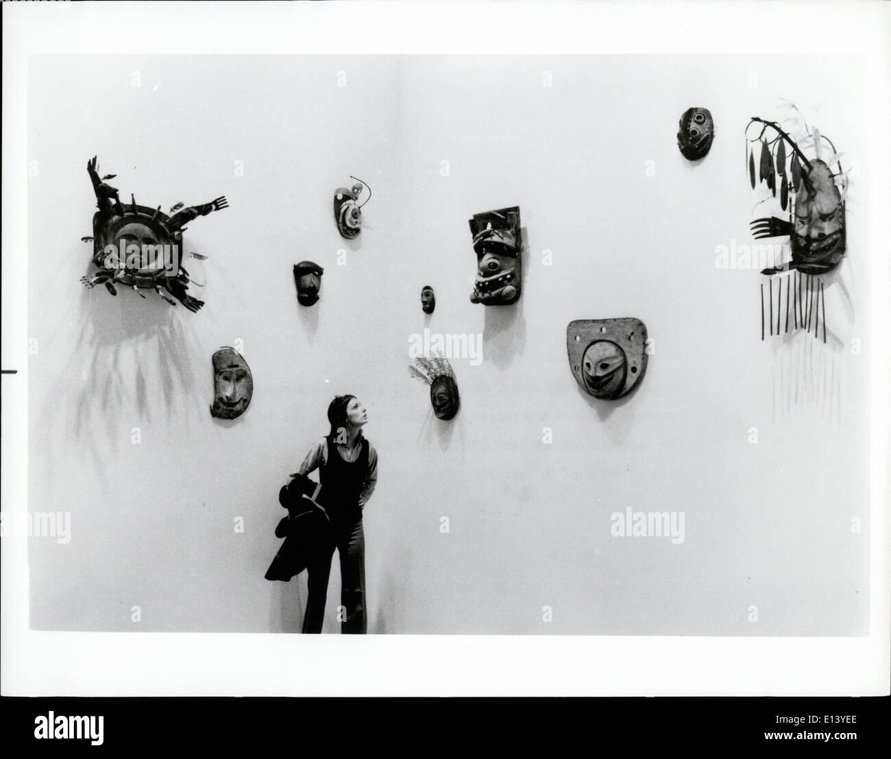 27. März 2012 - Kunst der erste Amerikaner: fantasievolle Eskimo Masken, Diaboloic und fröhlich, hat mehrere Funktionen, religiöse und weltliche. Eskimos sind Indianer, obwohl sie nicht Indianer sind. Stockfoto