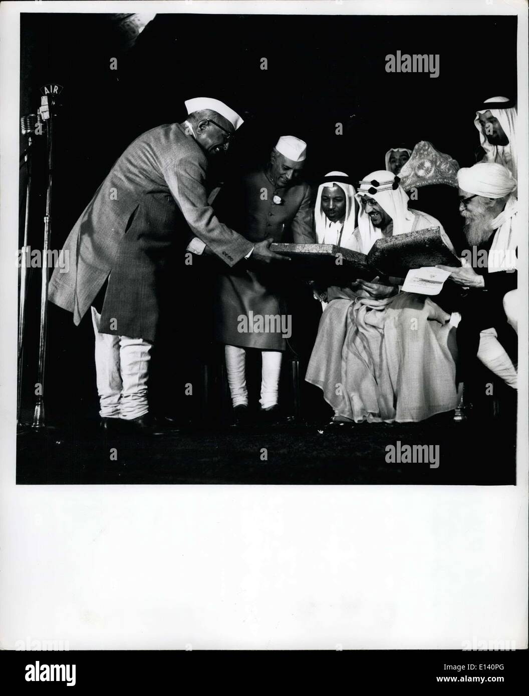 31. März 2012 - König Saudi mit Nehru in Indien November 1955. Stockfoto