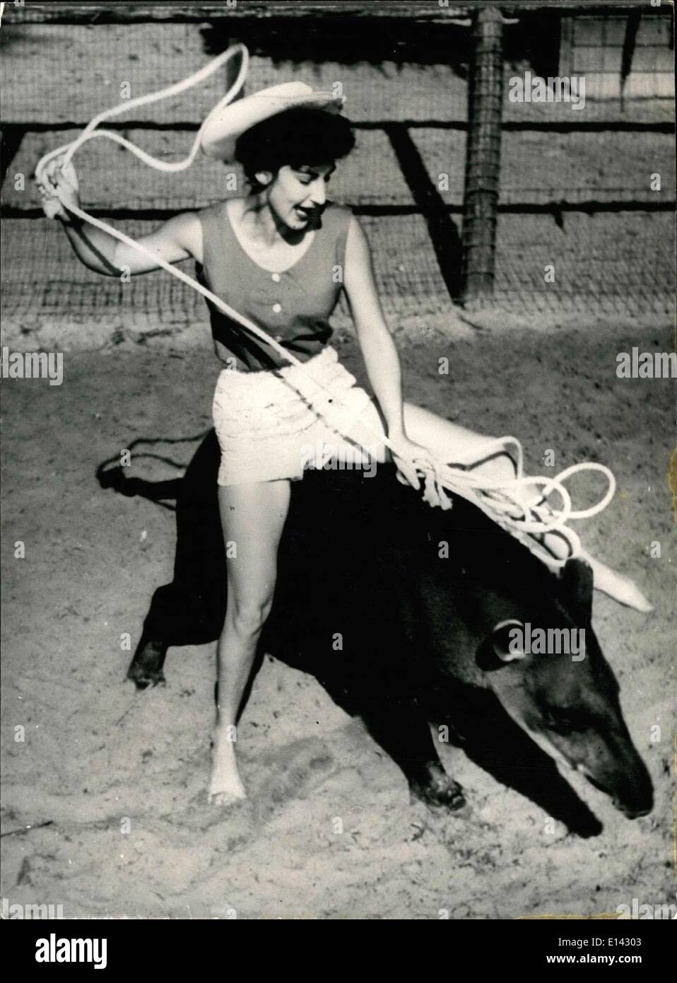 31. März 2012 - einzigartige Tapir Rodeo. Eine der seltsamsten Rodeos weltweit beinhaltet das Reiten von amerikanischen Tapire. Die eigentümliche Schwein-ähnliches Tier mit langen, Spitzen Schnauze wird von Mädchen im Wettbewerb um eine begehrte Tapir-Trophäe präsentiert in OCALA (Florida) geritten. Im Gegensatz zu Pferde, der gespaltenen Ruckeln Ursäuger Tapir kann nur seinen Fahrer durch Rucken und rückwärts demontieren. Foto zeigt: Rodeo Queen Deanne Martin steigt ihre einzigartige Ross zu Jahresbeginn der Tapir Reiten Contest in Florida statt. Stockfoto