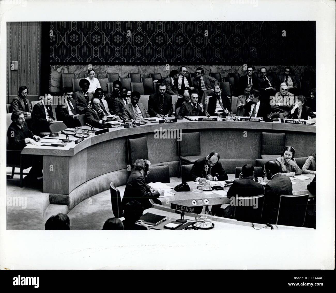 4. April 2012 - Vereinte Nationen, New York: Der Sicherheitsrat trafen sich in diesem Monat auf das Problem im Libanon. Foto zeigt Botschafter Yahuda Z. Blum, ständiger Vertreter des Israel Wende an den Rat. Stockfoto