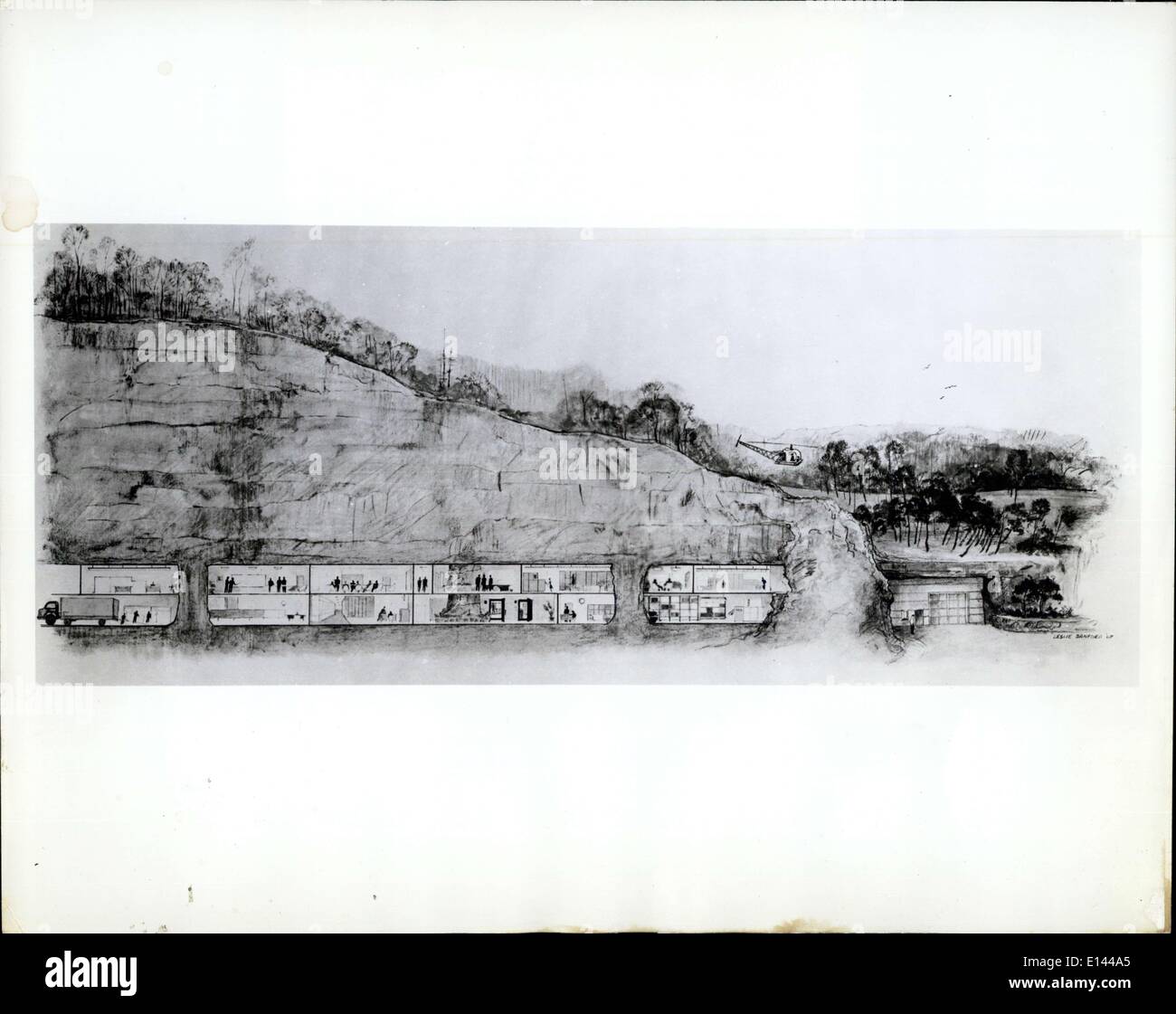 4. April 2012 - New York unterirdischen Einrichtungen, Inc. Rosendale, N.Y. Cutaway Zeichnung zeigt einen Ausschnitt von 31 Hektar '' u Stockfoto