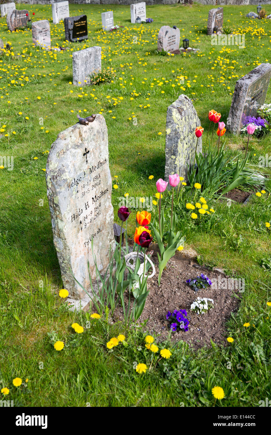 Norwegen, Eidfjord, Friedhof im Dorf Stockfoto