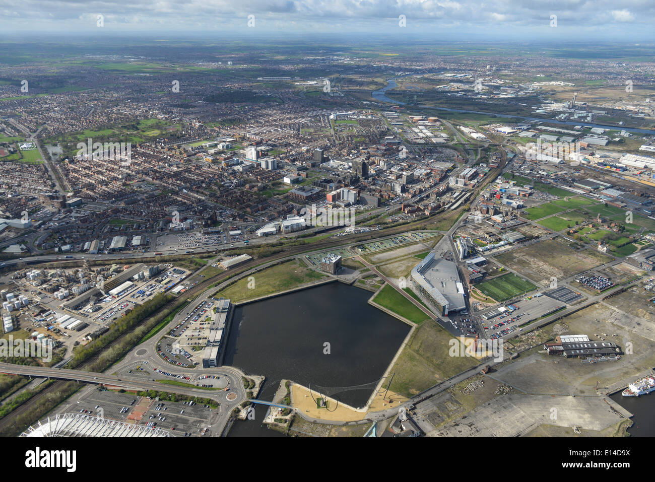 Eine Luftaufnahme Von Middlesbrough Die Aus Dem Westen Uber Die Stadt Schauen Stockfotografie Alamy