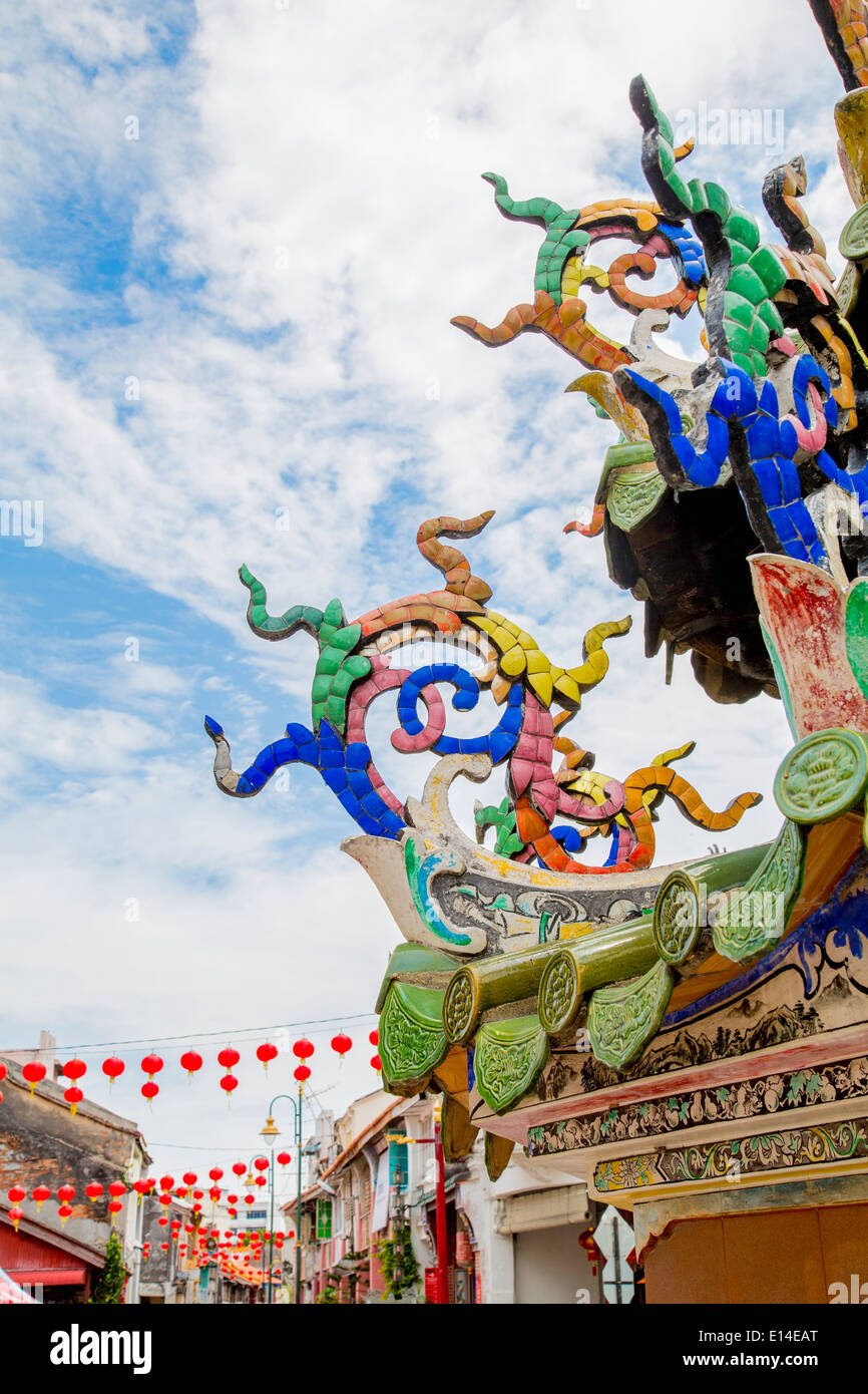 Nahaufnahme von Clan Jetty dekoriert für Chinese New Year, George Town, Penang, Malaysia Stockfoto