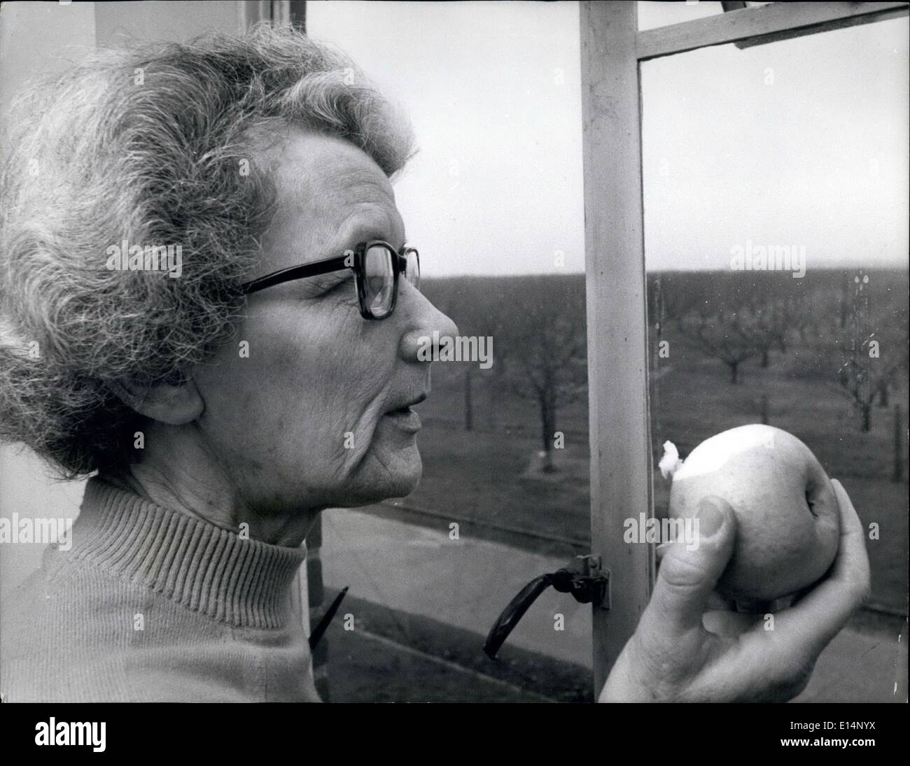 18. April 2012 - ist ein Apfel am Tag ganz ok, aber seit 19 Jahren. Stockfoto