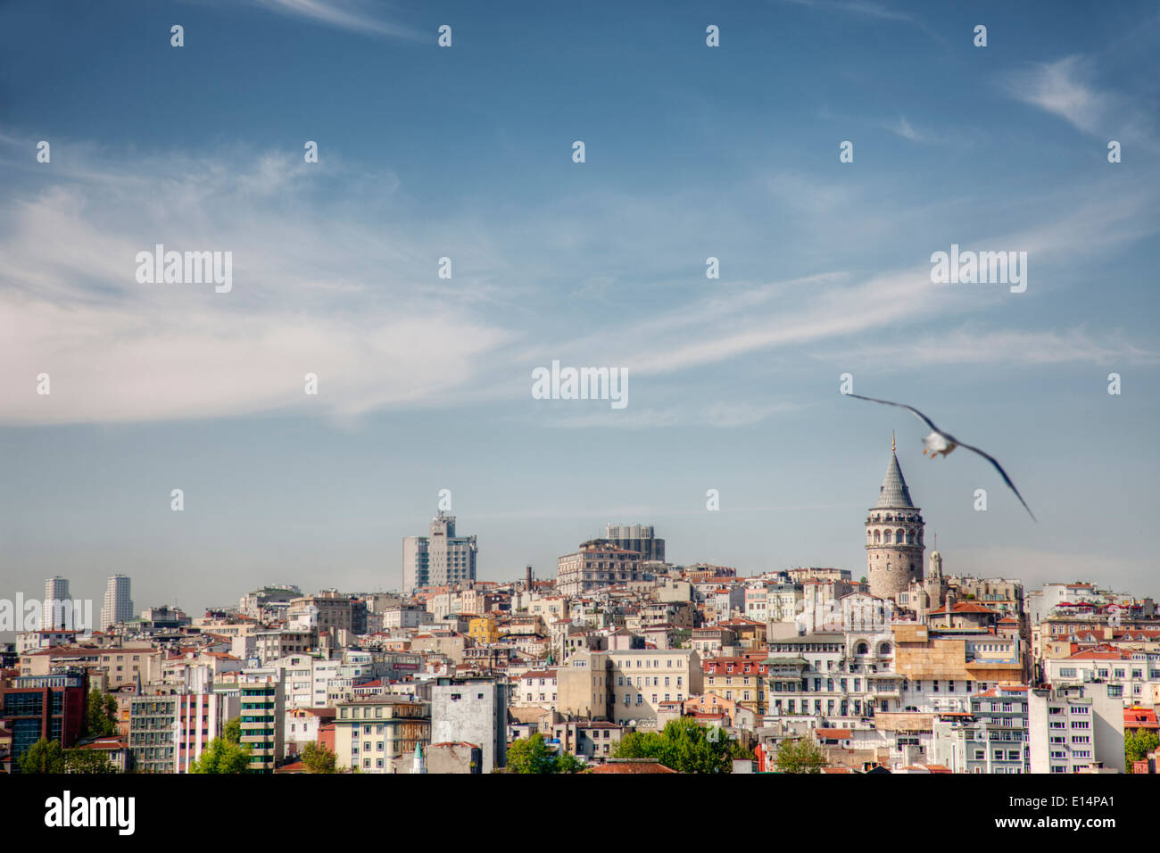 Skyline von Istanbul unter blauem Himmel, Türkei Stockfoto