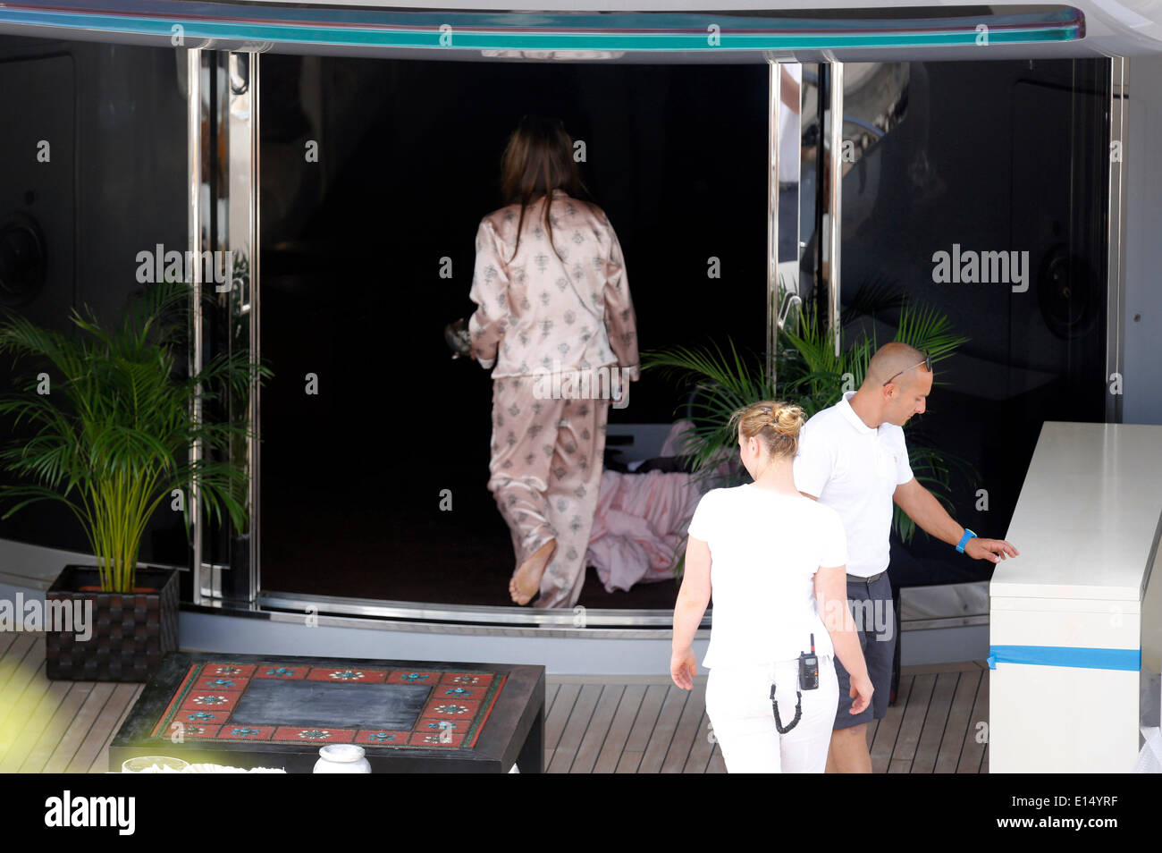 Eva Dueringer Cavalli Auf der Yacht von Roberto Cavalli Im Yachthafen. Cannes, 21.05.2014/picture Allianz Stockfoto