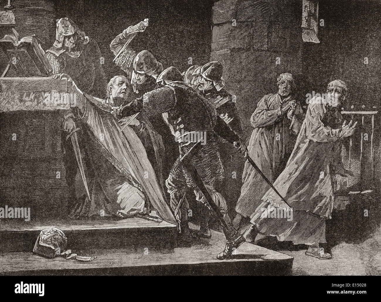 Die Ermordung von Thomas Becket in der Kathedrale von Canterbury. Stockfoto