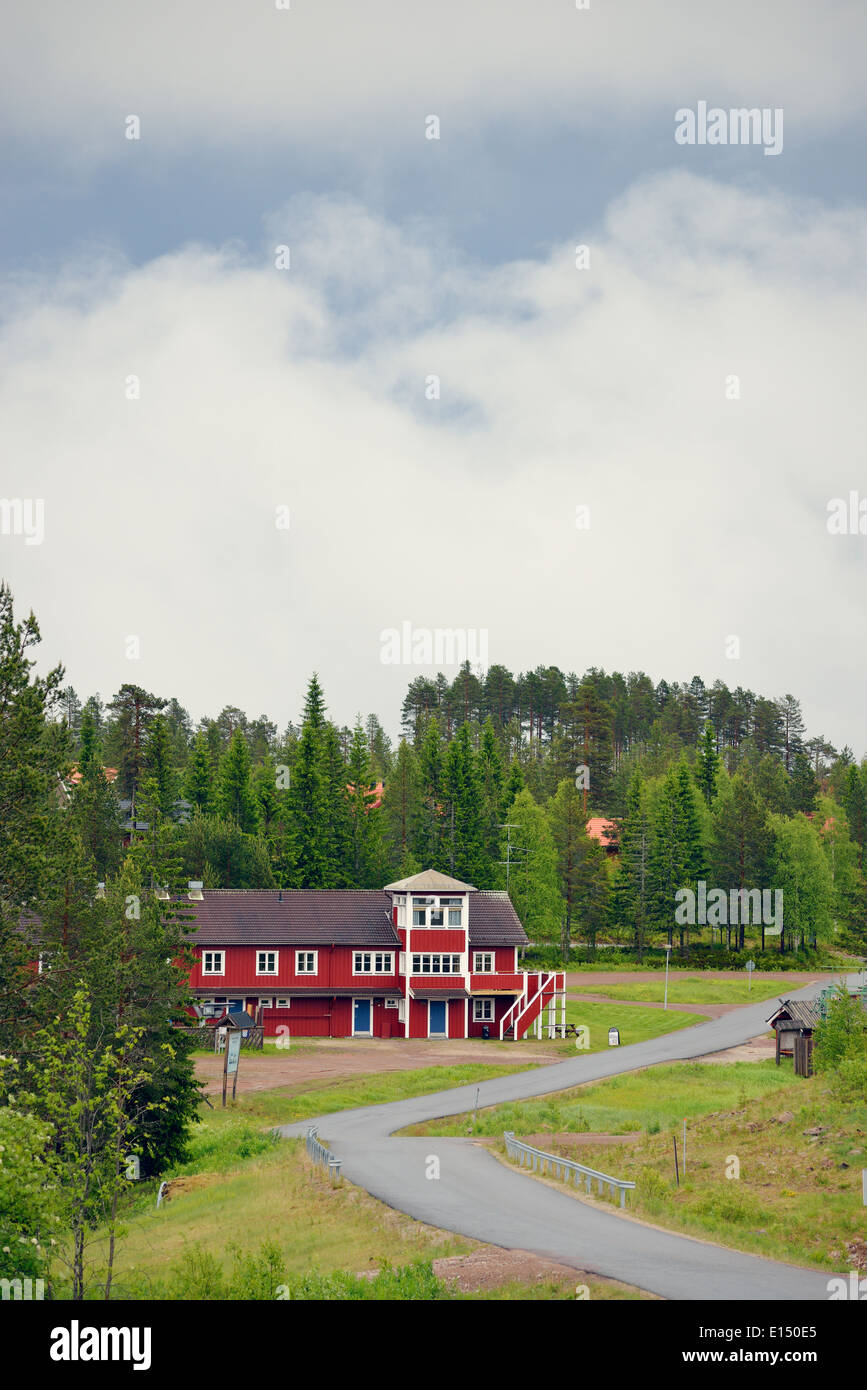 Orsa, Schweden typischen roten Holzhaus Stockfoto