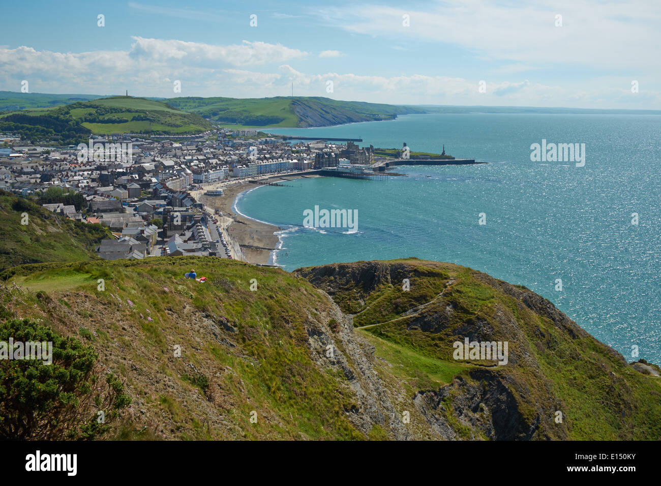 Aberystwyth vom Constitution Hill Stockfoto