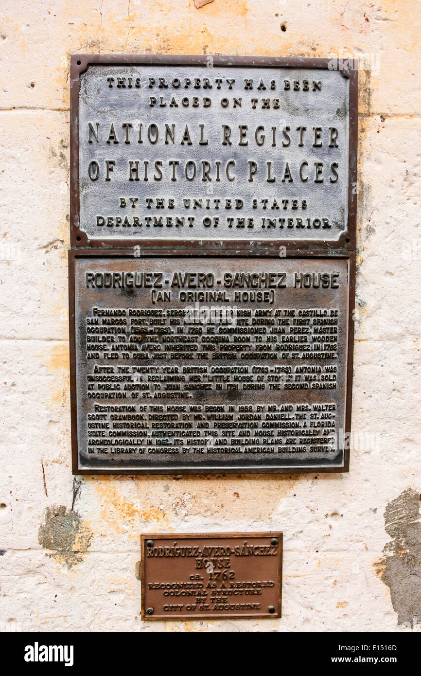 National Register of Historic Places plaque Stockfoto