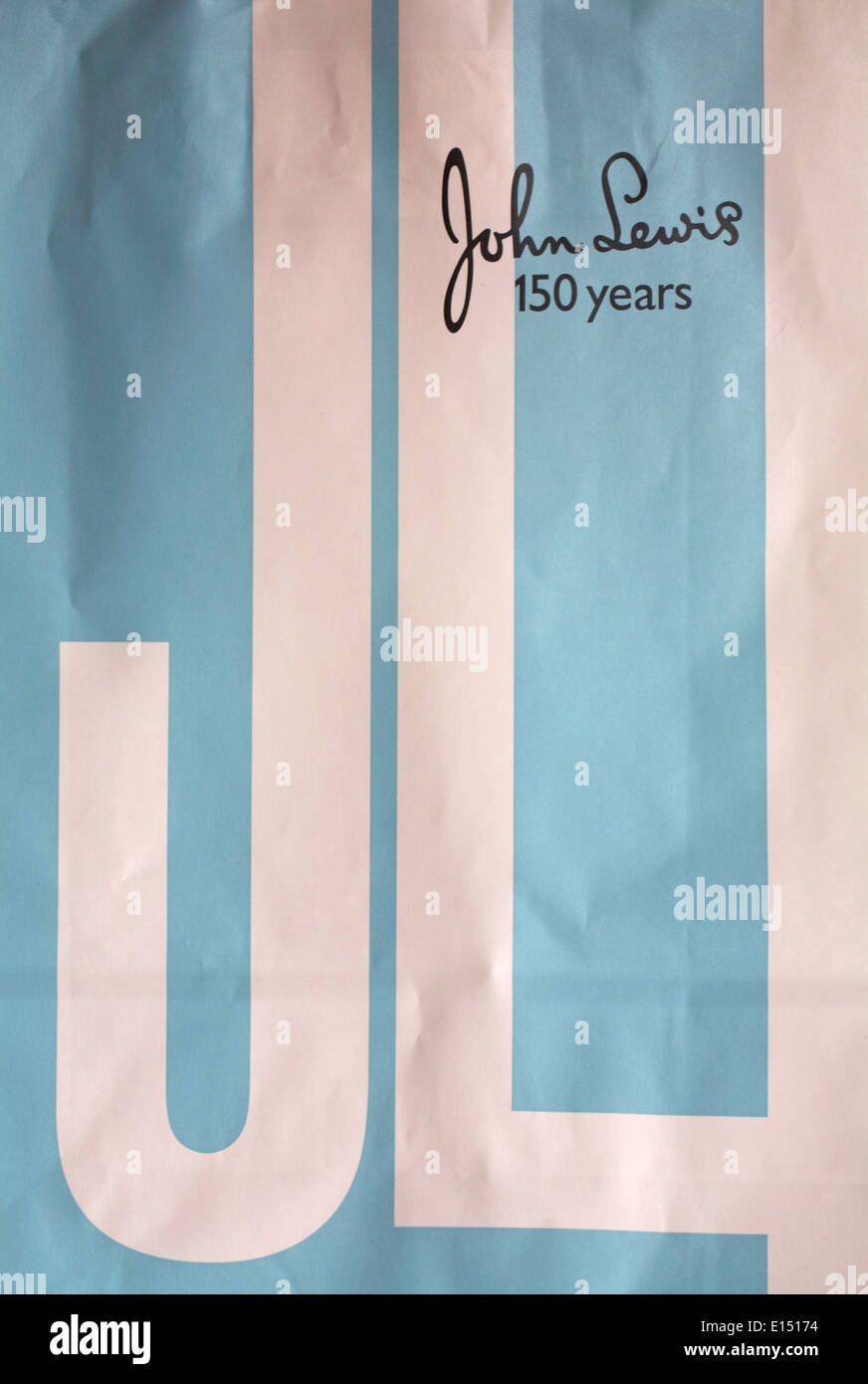 John Lewis 150 Jahre - Detail auf John Lewis Papier Tasche Stockfoto