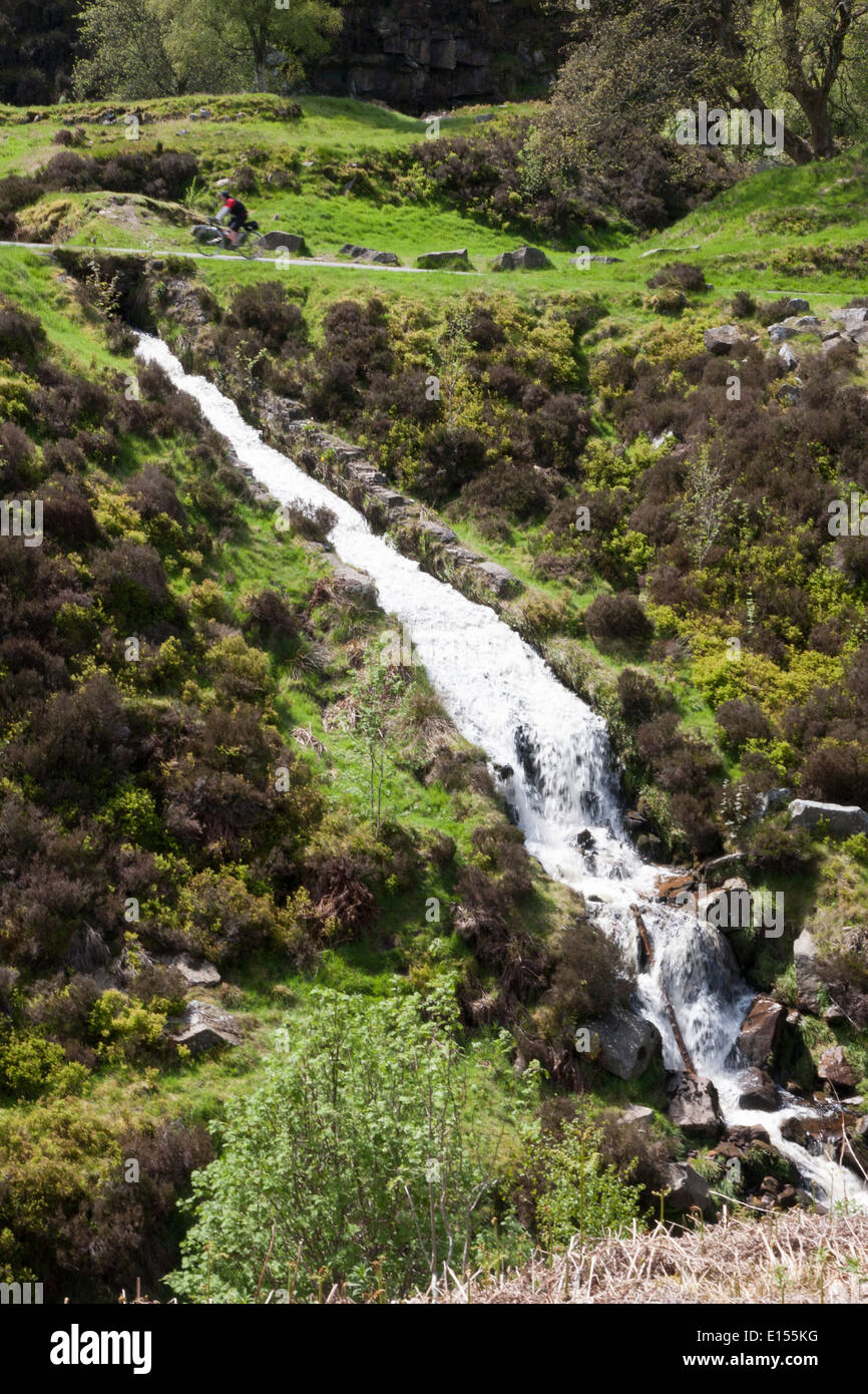 Fluß Goyt Wasserfall, Goyt Tal Derbyshire UK Stockfoto