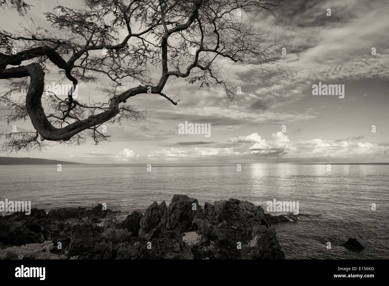 Sehr ruhiges Meer und Wolken. Maui, Hawaii Stockfoto