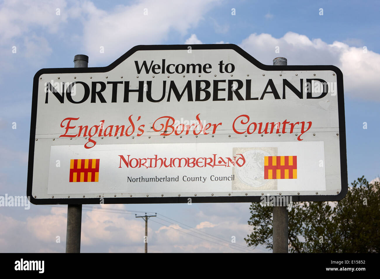 Willkommen in Northumberland County Council unterzeichnen uk Stockfoto