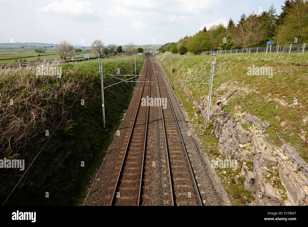 Westküste-Hauptanschluß verfolgen schneiden durch Cumbria in der Nähe von Shap uk Stockfoto