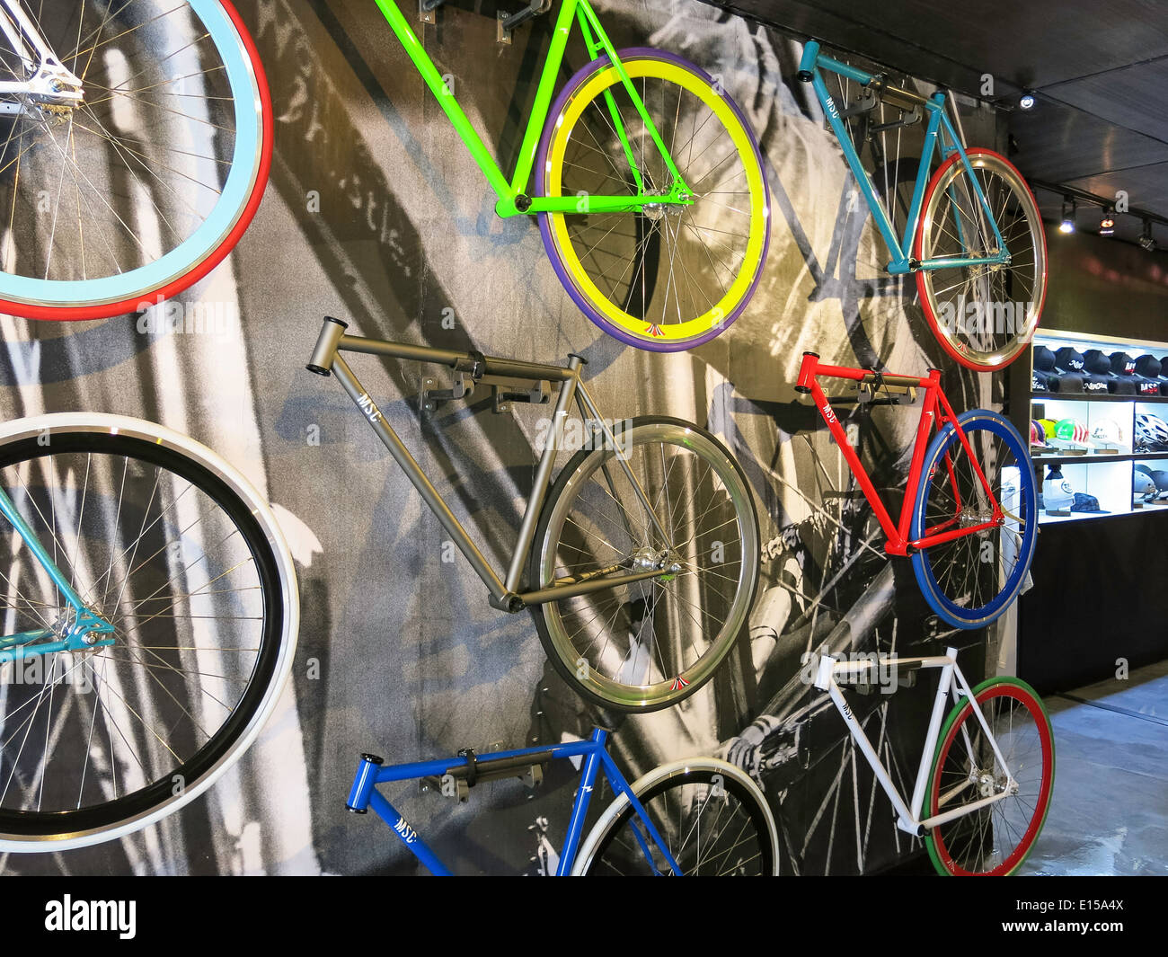 Mott Street Zyklen werden benutzerdefinierte Fahrradgeschäft Stockfoto