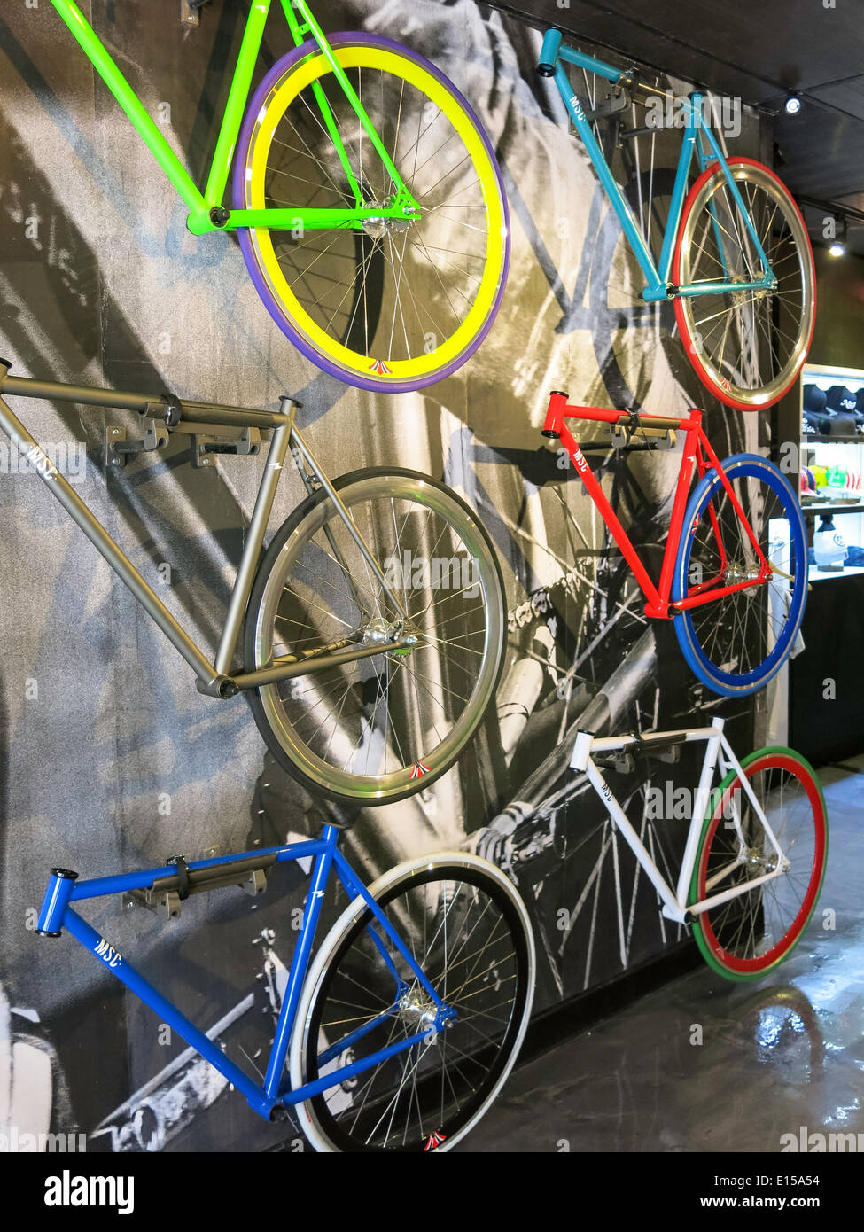 Mott Street Zyklen werden benutzerdefinierte Fahrradgeschäft Stockfoto