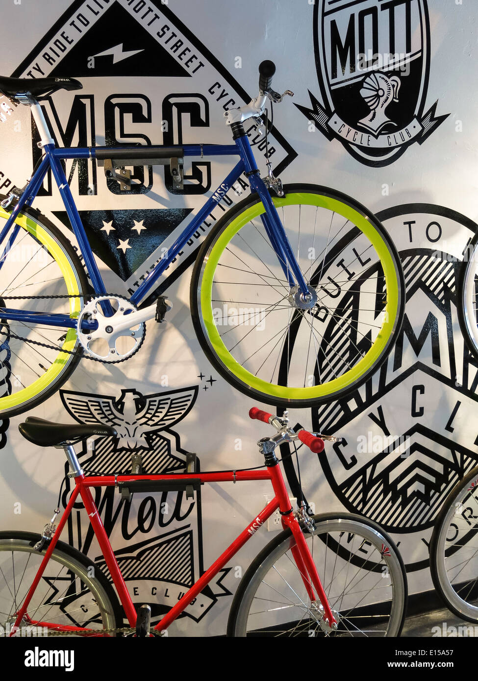 Mott Street Zyklen werden benutzerdefinierte Fahrradgeschäft Stockfoto