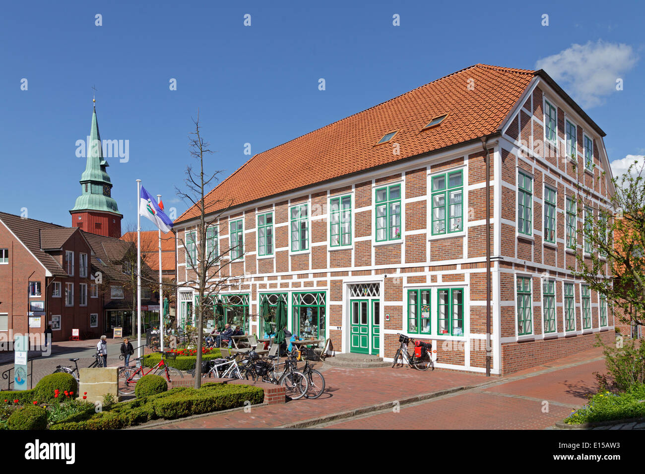 Stadtzentrum von Steinkirchen, Altes Land (altes Land), Niedersachsen, Deutschland Stockfoto