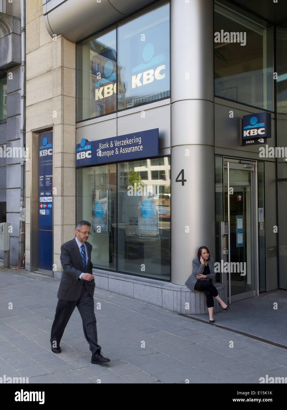 KBC Bank am Schuman, Brüssel, Belgien Stockfoto