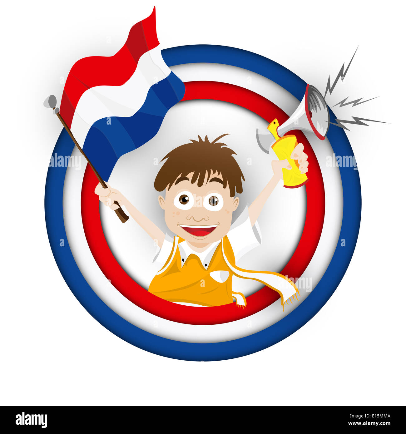 Vektor - Cartoon-Niederlande Fußball-Fan-Fahne Stockfotografie - Alamy