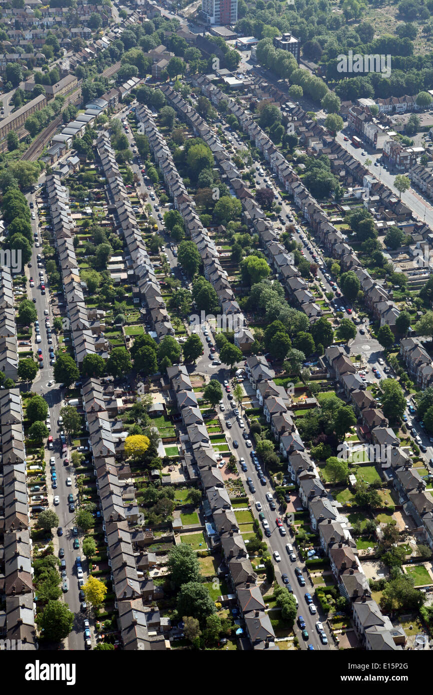 Luftaufnahme von London wohnen hier unweit der A118 in Forest Gate, East London Stockfoto