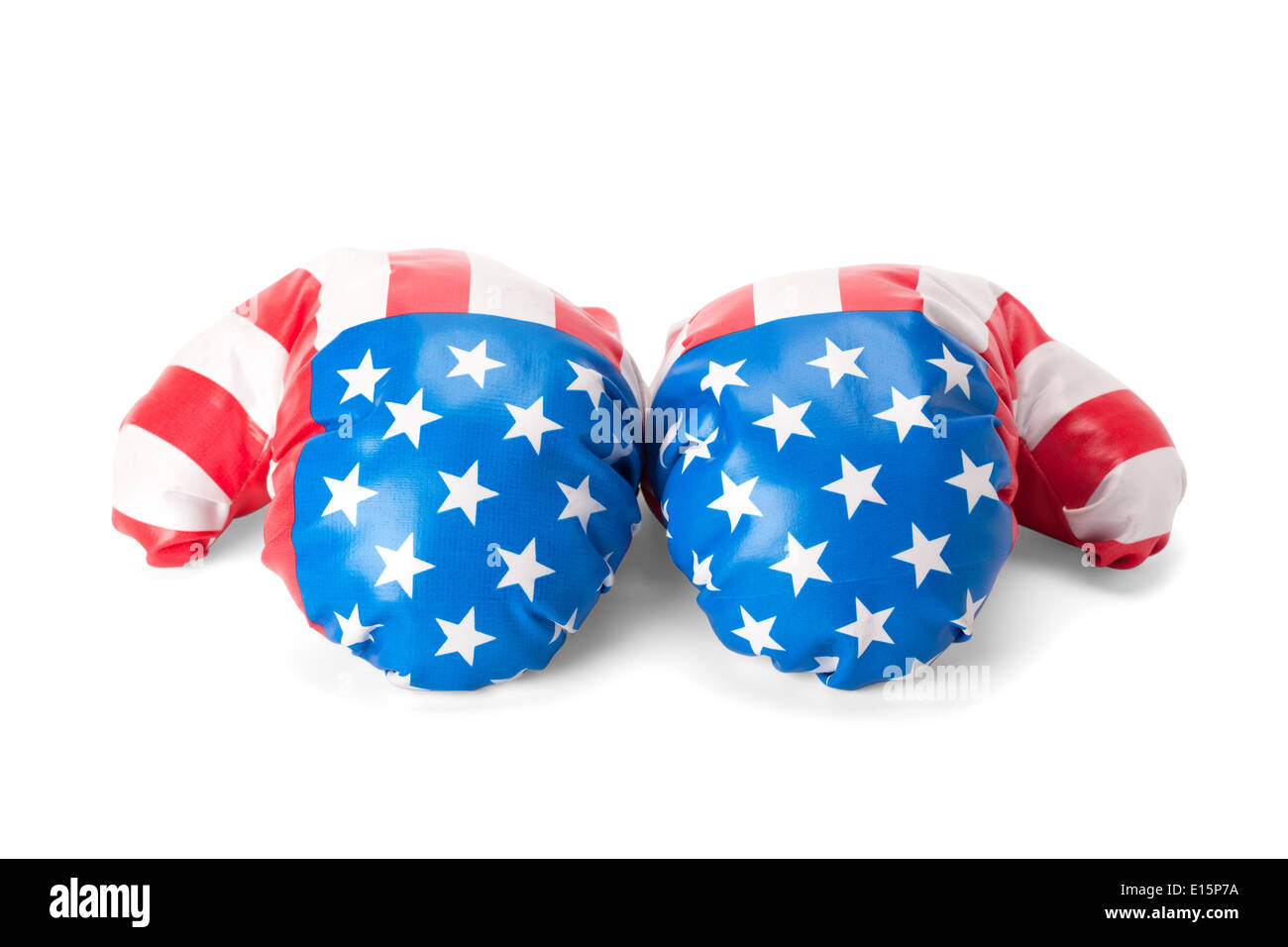 Boxhandschuhe mit USA Flagge Muster zu isolieren, auf weiß mit Pfad Stockfoto