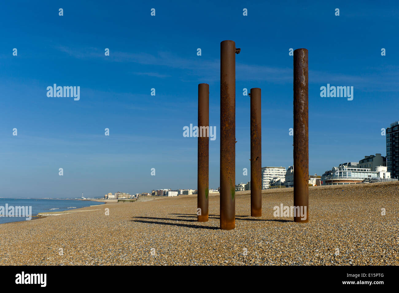 Rostige Pier unterstützt, West Pier Brighton beach Stockfoto