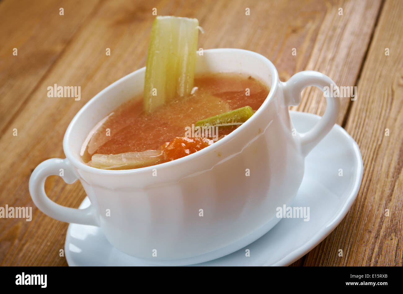 Sellerie Huhn mit Reis soup.closeup Stockfoto
