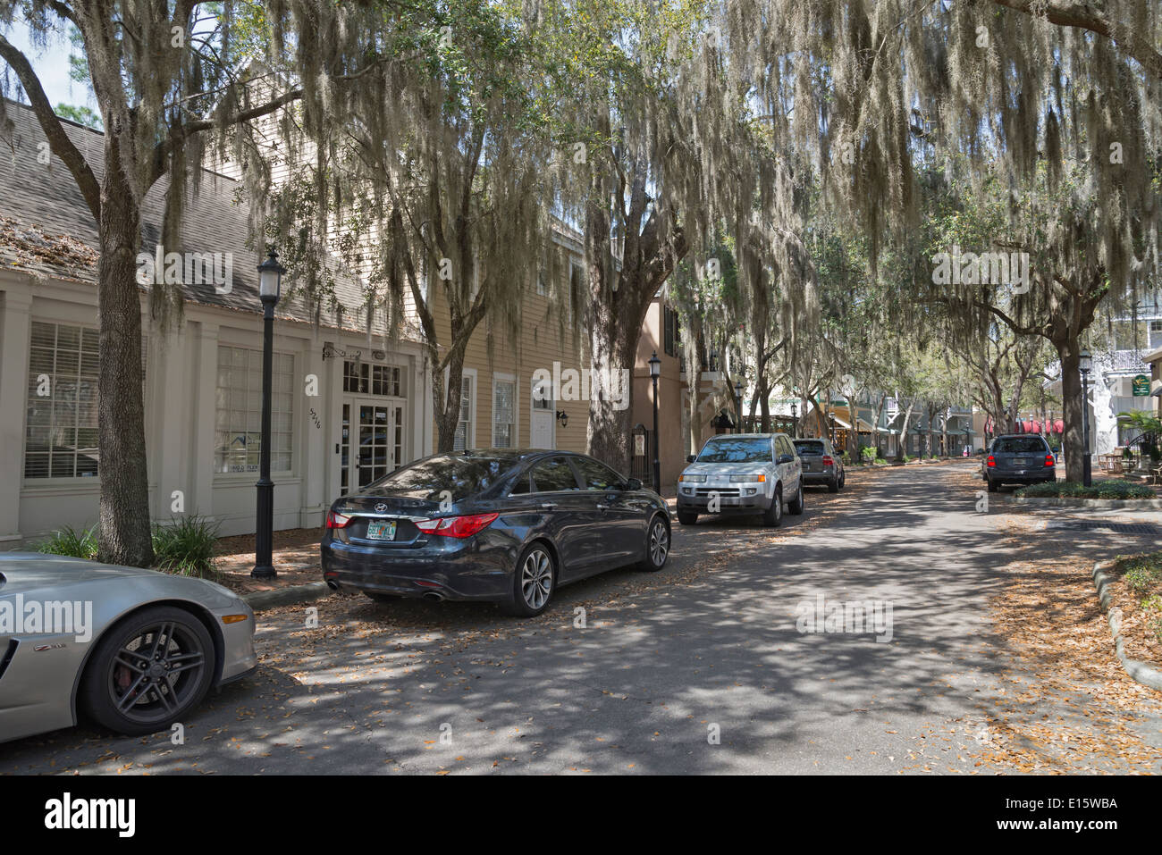 Haile Plantage ist eine gehobene Entwicklung von Eigentumswohnungen Wohnungen Häuser ein einzigartiges Dorfzentrum, Golf & CC in Gainesville FL. Stockfoto