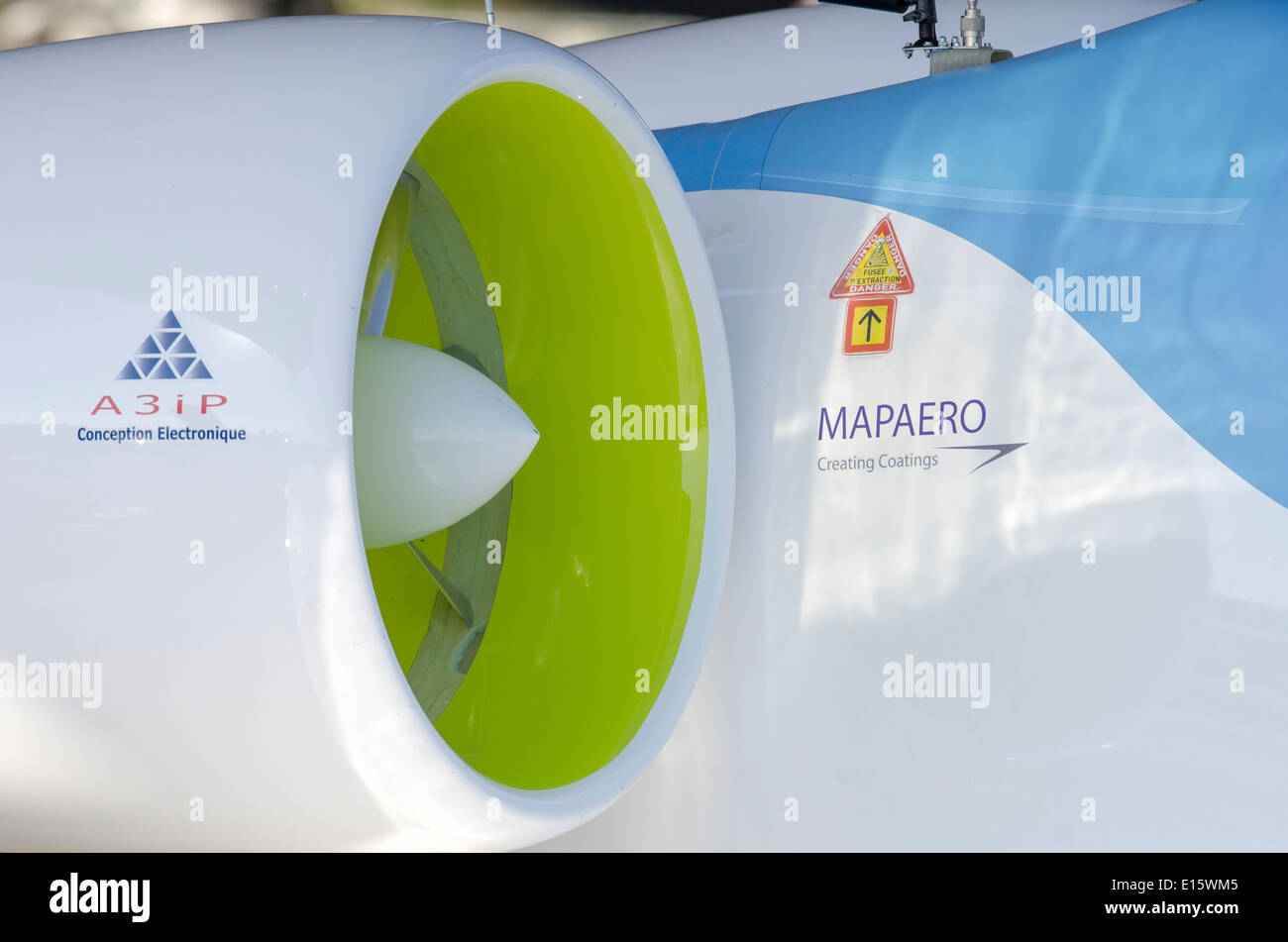 E-Fan - das erste volle elektrische Flugzeug der "Airbus Gruppe Innovationen". Zwei Sitz Technologieträger und Schulflugzeug. Detail. Stockfoto