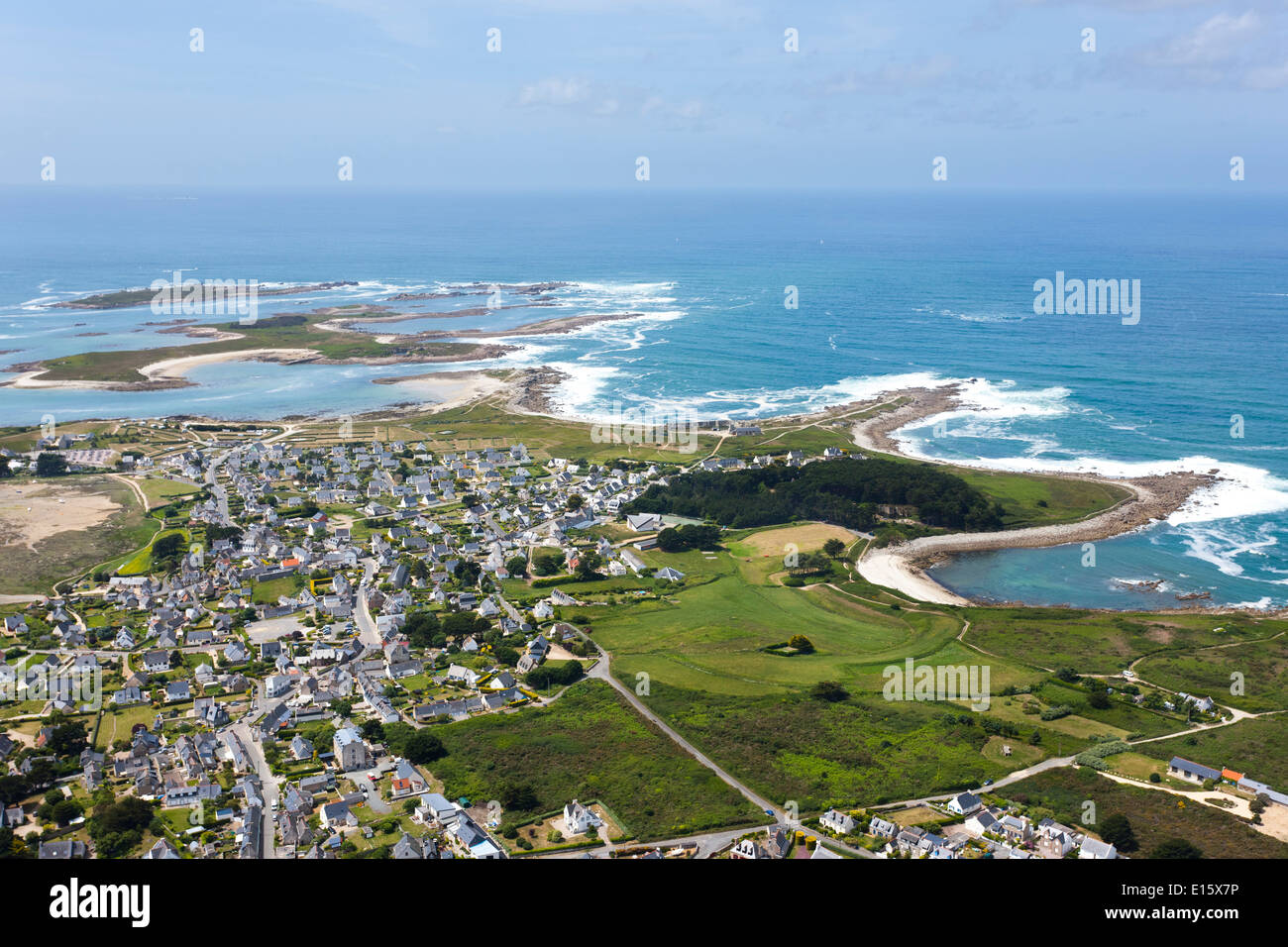 Plemeur-Bodou (Côtes d ' Armor Abteilung): Luftaufnahme des "Grande Île" Insel Stockfoto