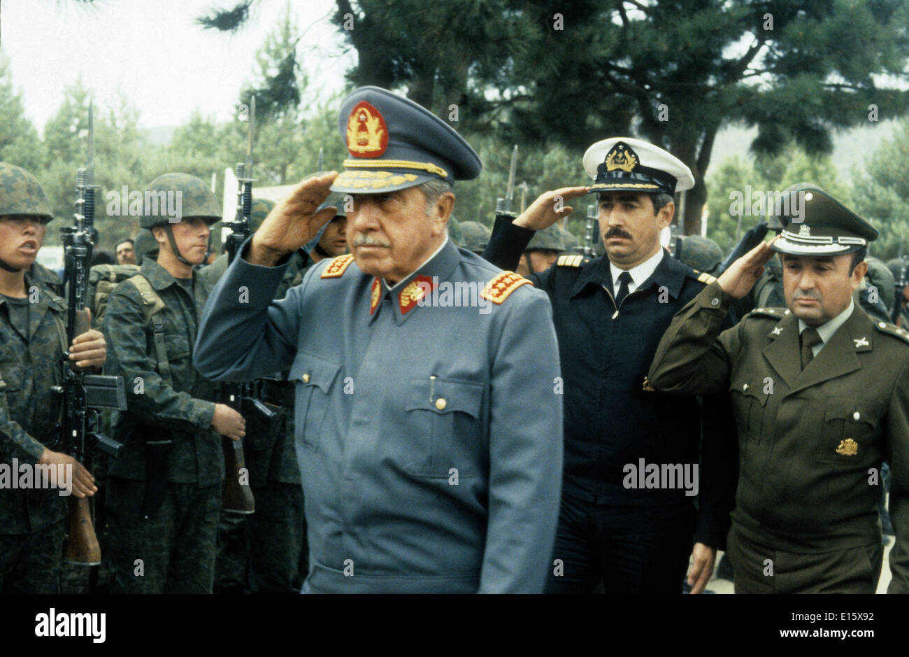 Diktator Augusto Pinochet von Chile und Oberbefehlshaber der chilenischen Armee 1989 Stockfoto